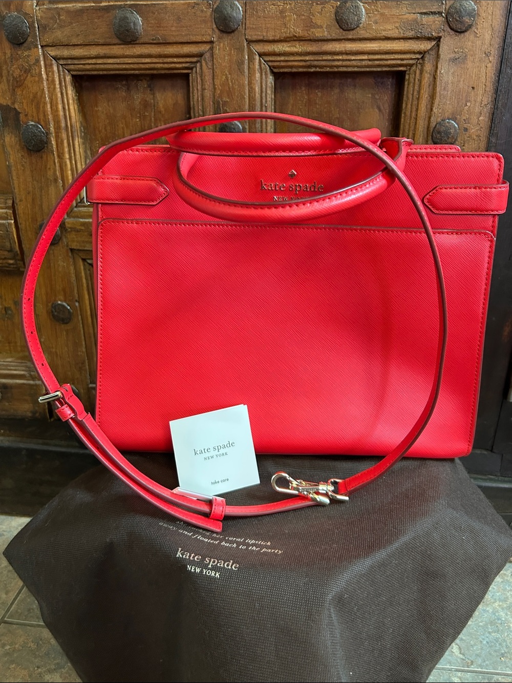 Kate Spade Staci Red Saffiano leather Satchel Crossbody - Picture 10 of 10